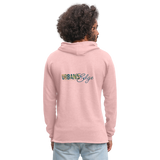 Urban's Edge Unisex Lightweight Terry Logo Hoodie - cream heather pink