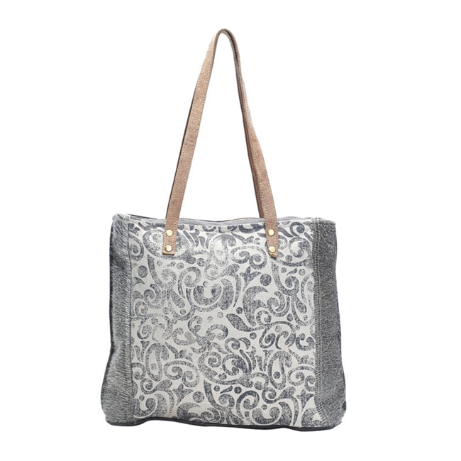 UP-CYCLED SHOULDER TOTE BAG WITH FUR